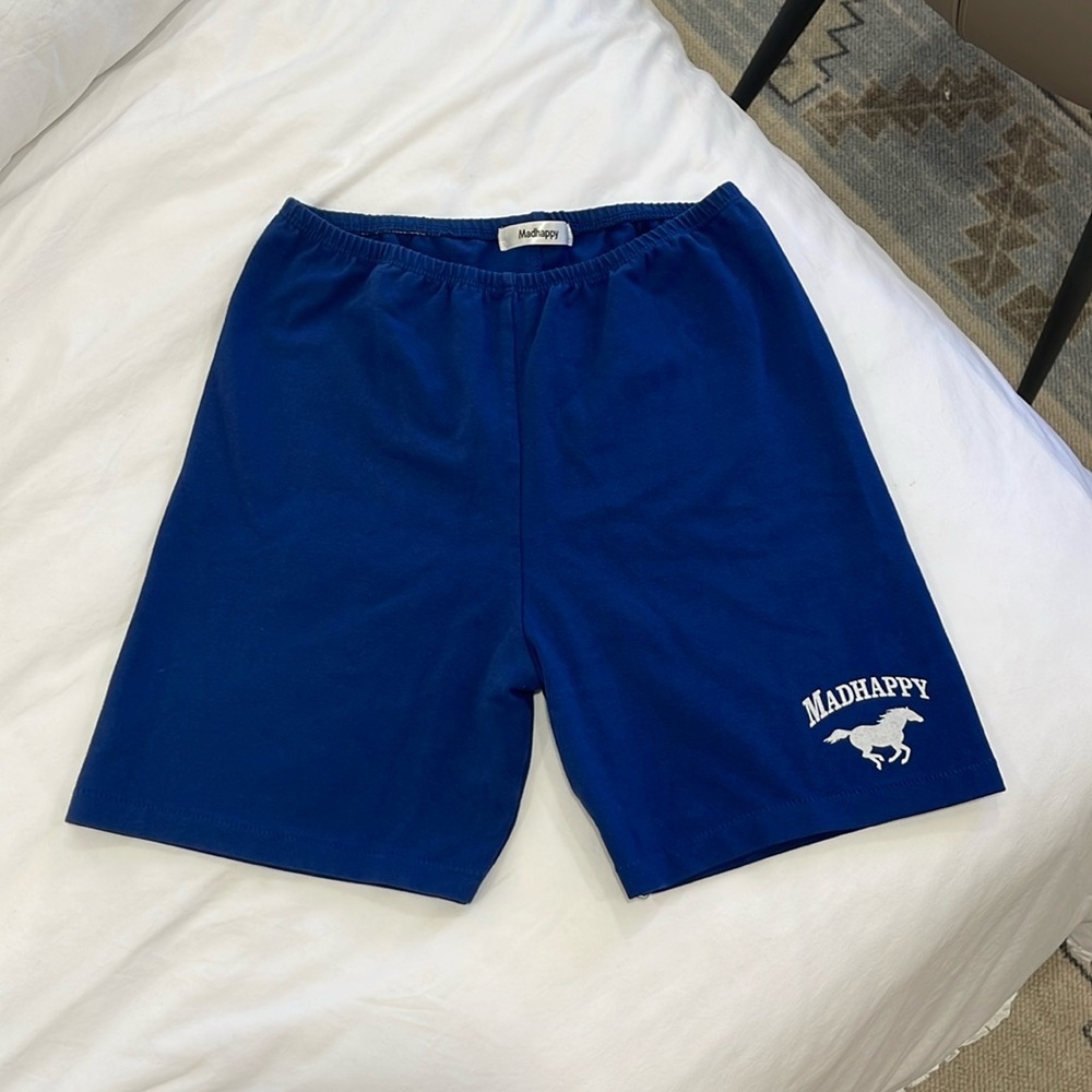 NWT RARE Madhappy for Sierra Canyon Biker Short Women’s Medium Navy Blue Cotton